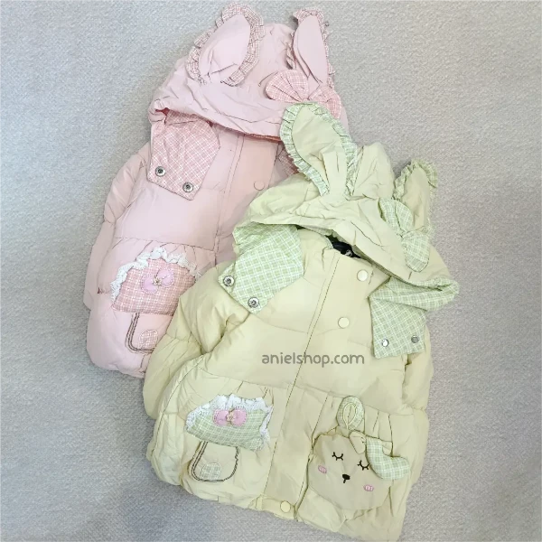 کاپشن بچه گانه طرح قارچ ۲ تا ۶ سال | صورتی پودری و سبز